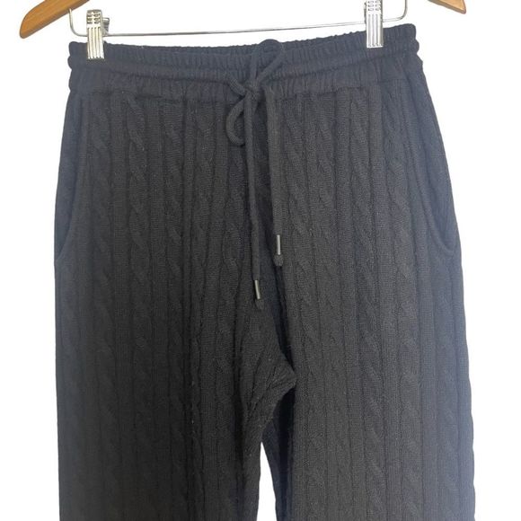 Grey Ven Herries Cable Lounge Pants Size Medium Black Cable Knit Luxury Sweats - Picture 8 of 15